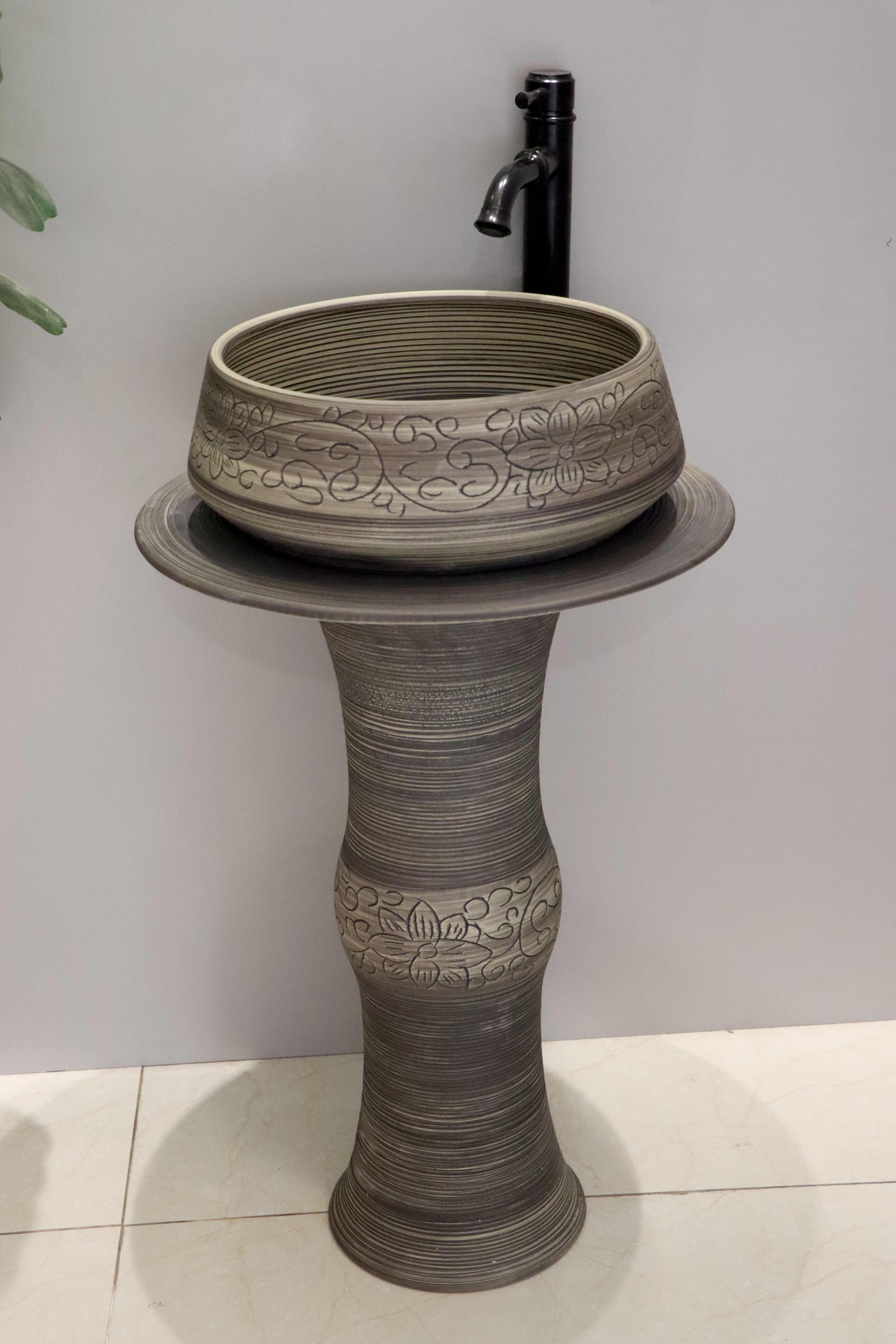 Chậu sứ mỹ thuật chậu lavabo có chân EVEREST EV-CĐC02
