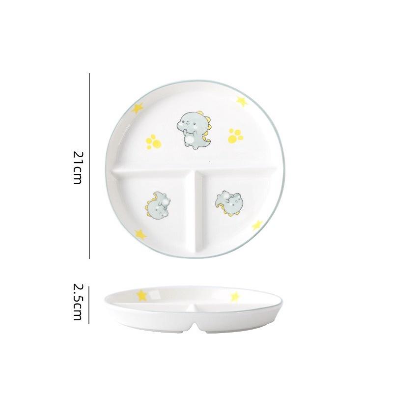Đĩa Sứ 3 Ngăn, Nhiều màu, Đĩa sứ dùng để ăn cơm đựng thức ăn decor trang trí