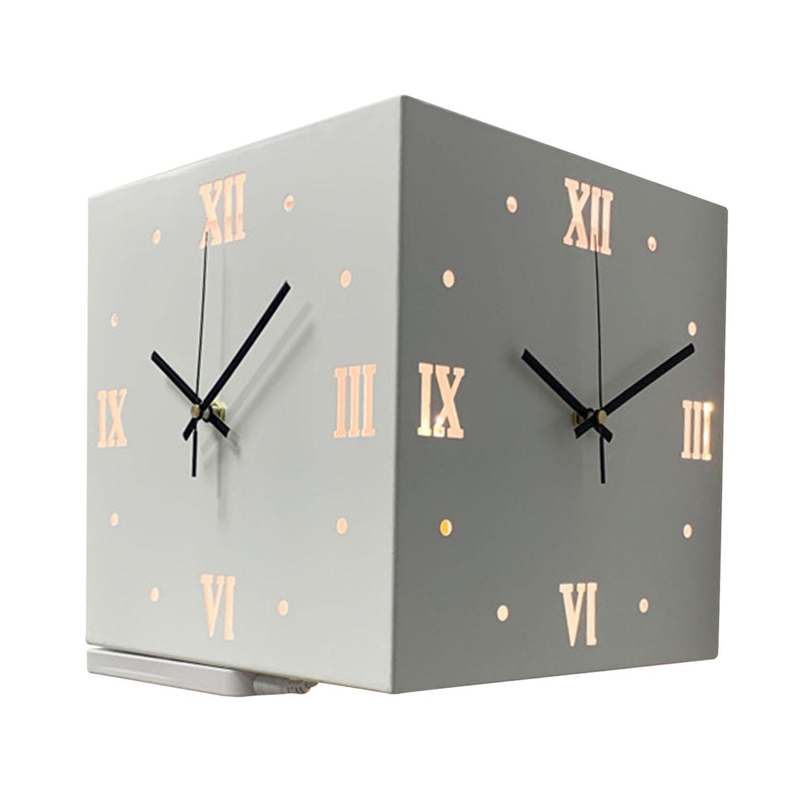 Double Sided Corne Wall Clock Modern Wall Clock with Roman Numerals Square Easy to Read Indoor Outdoor Clock for Classroom Office Decoration