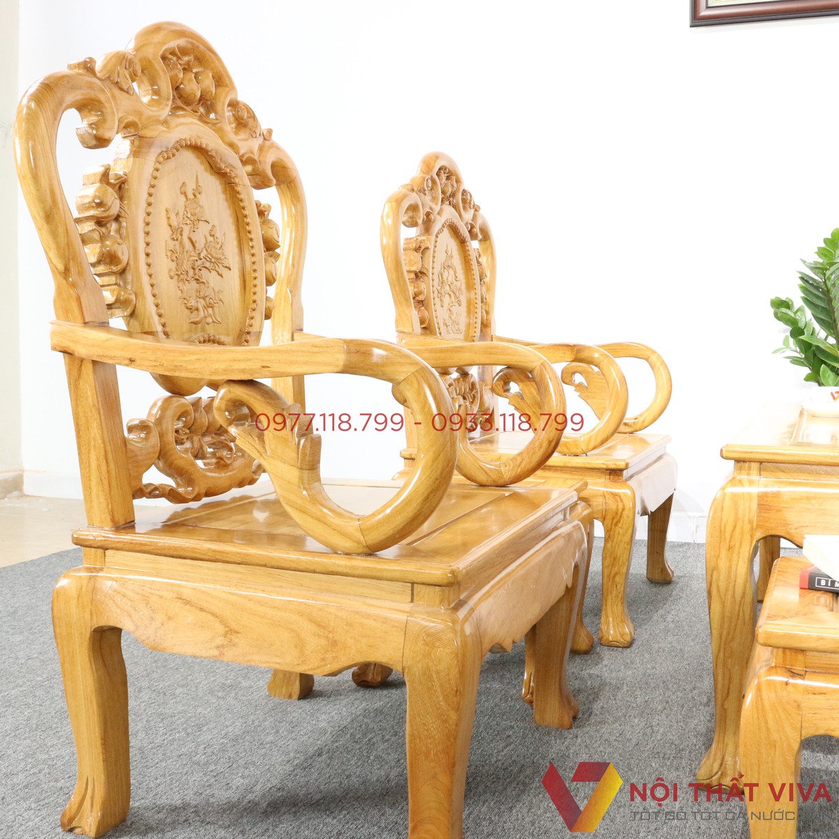 Bộ Bàn Ghế Salon Gỗ Gõ Đỏ Chuông Đào 6 Món Đẹp Hiện Đại