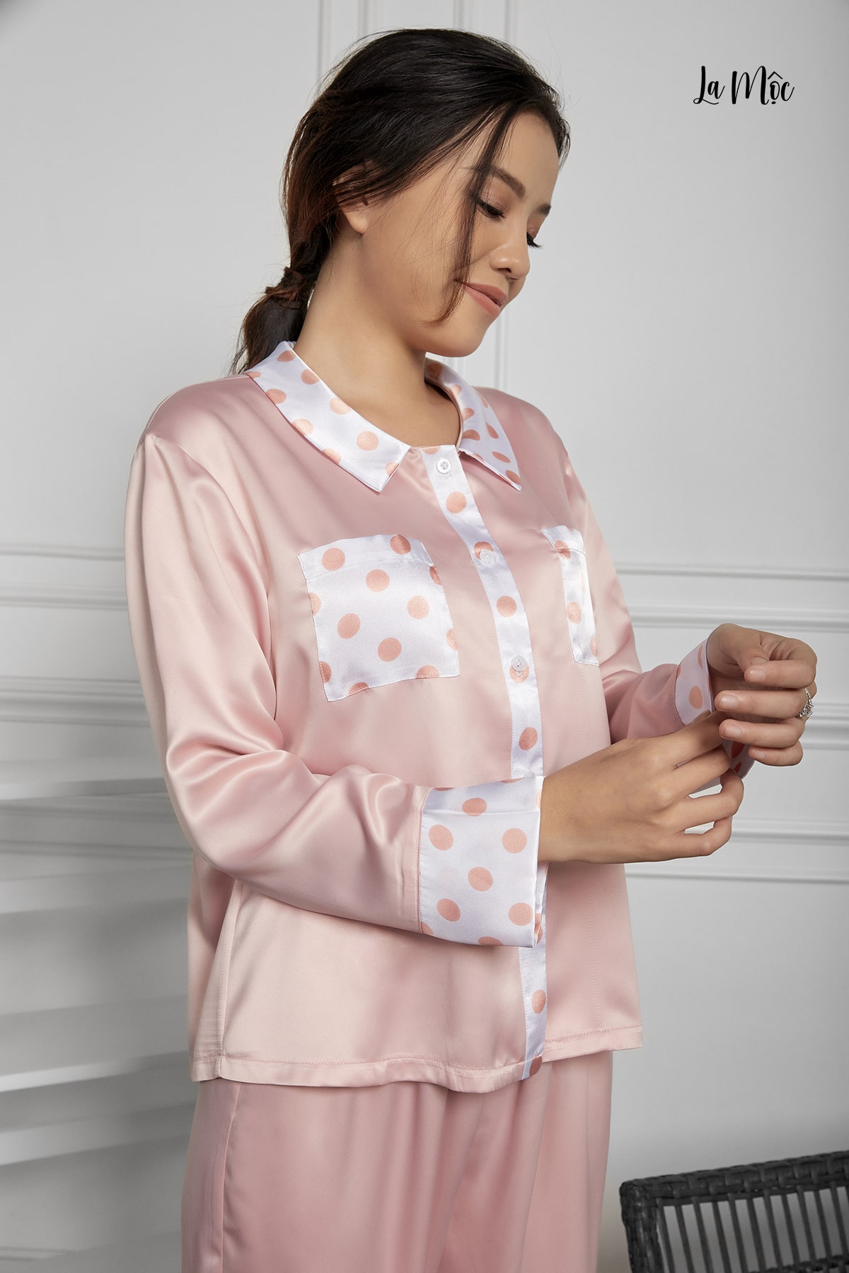 Đồ Bộ Nữ Mặc Nhà Pijama Dài Lụa Satin Maxivic, La Mộc - MM112101