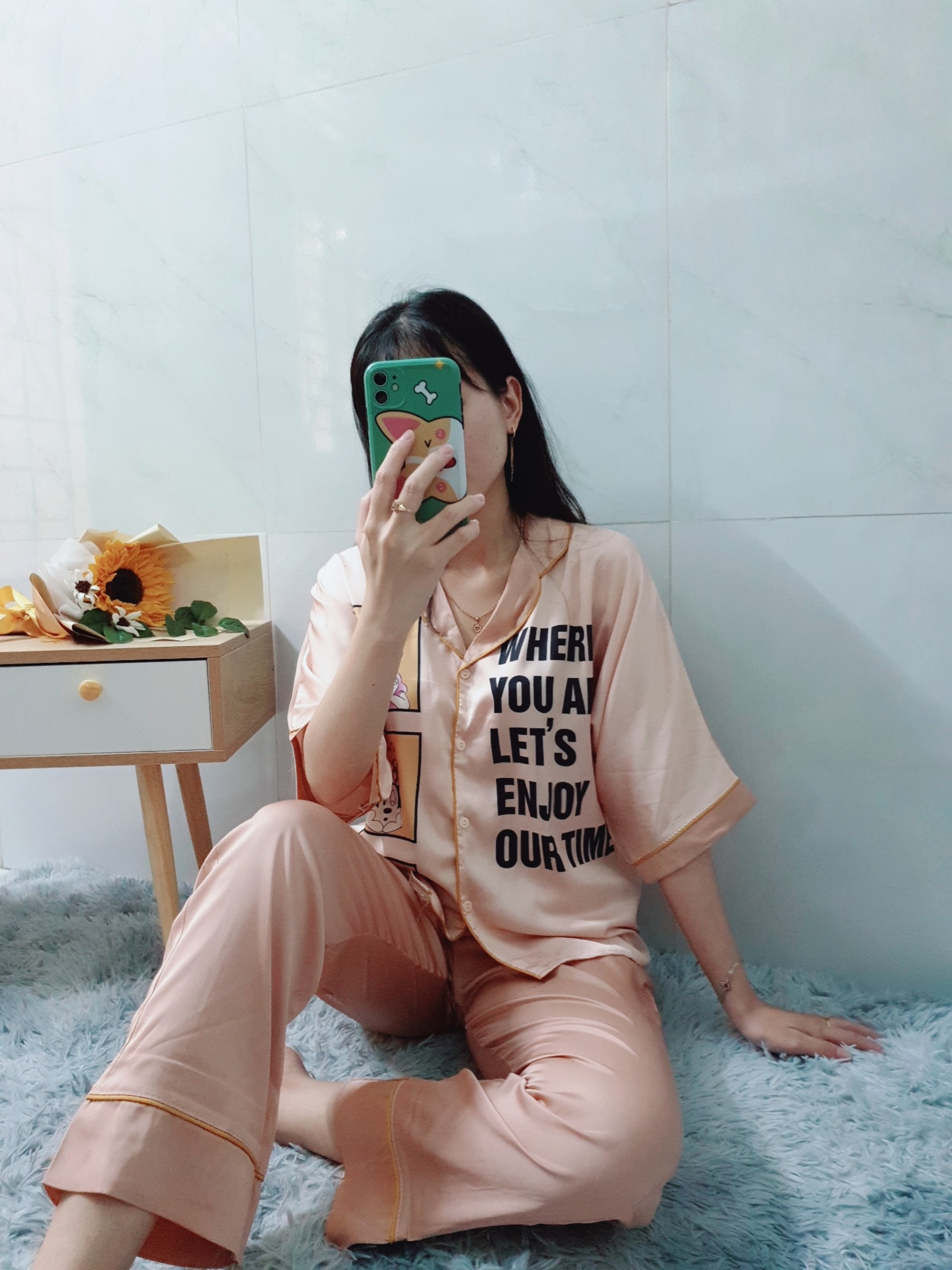 Đồ Bộ Pijama Mặc Nhà Nữ - Kiểu Dáng Dễ Thương, Sang Trọng - Vải Lụa Cao Cấp, Thoáng Mát, Mềm Mịn