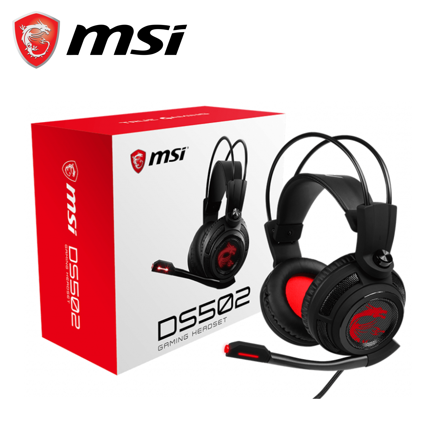 Tai Nghe Chụp Tai Gaming MSI DS502 Âm Thanh 7.1, Tích Hợp Mic, Dây Cắm USB Dài 2M - Hàng Chính Hãng