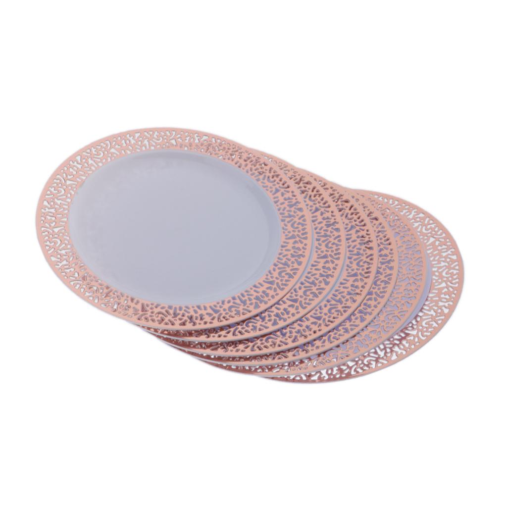 6pcs Plastic Plates Disposable Dinnerware Dinner Wedding Dishes