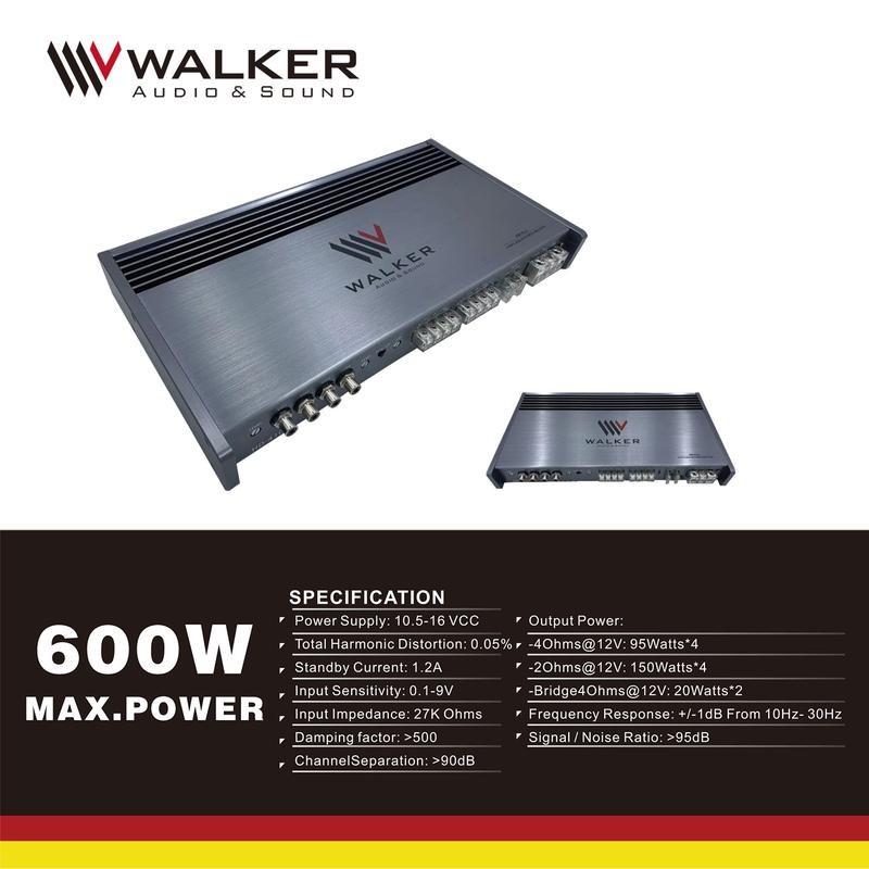 DSP Khuếch đại âm thanh V-WALKER AM-95.4, Amply xe hơi của Đức dành cho combo âm thanh cao cấpcho 4 Loa cánh