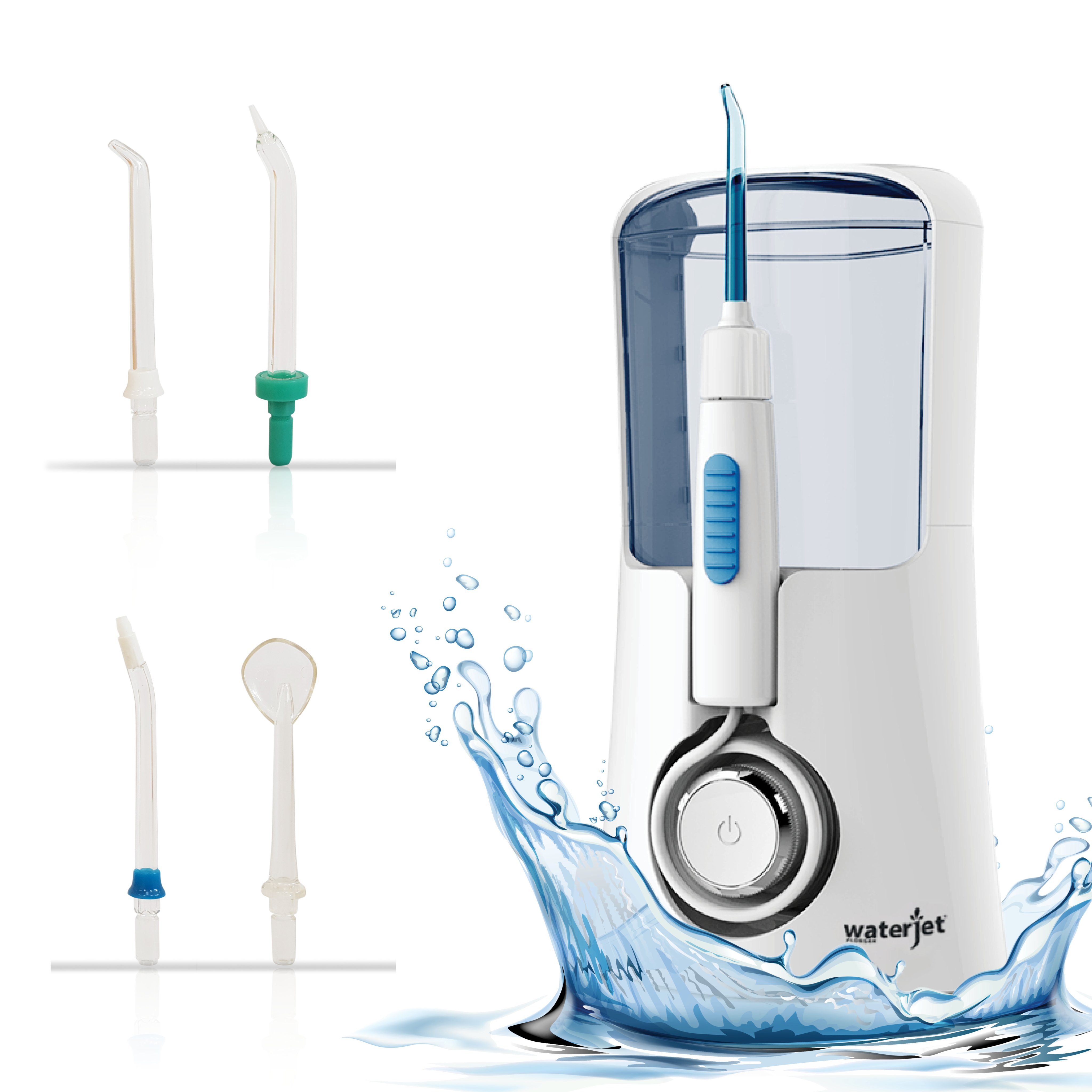 Máy tăm nước cá nhân WaterJet Flosser Slim (4 đầu tăm, dùng được cho người niềng răng, có đầu cạo lưỡi)