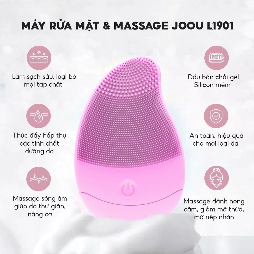 Máy rửa mặt và massage làm sạch sâu JOOU L1901 đầu bàn chải gel silicon mềm phù hợp với mọi loại da