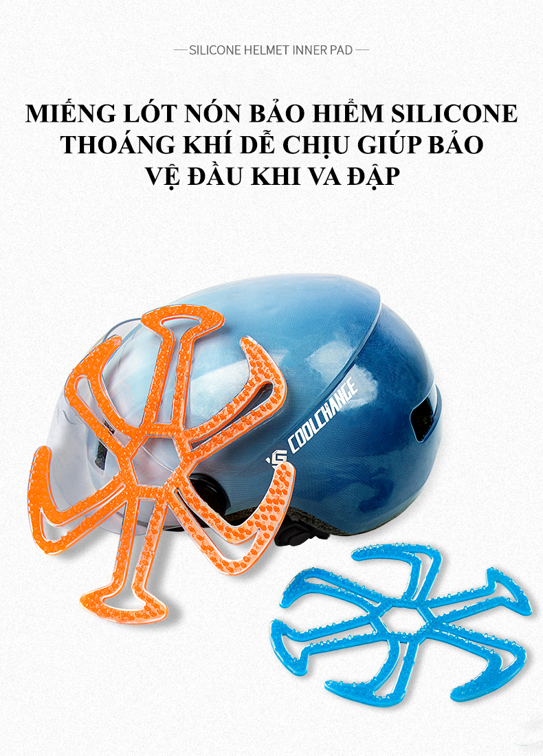 Miếng lót nón bảo hiểm silicone thoáng khí giúp bảo vệ đầu khi va đập và giữ kiểu tóc khi đội nón