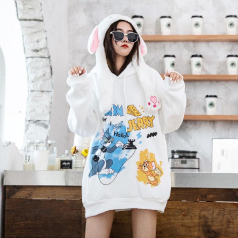 Áo hoodie nữ nam unisex cặp đôi local brand nỉ ngoại cao cấp da cá form rộng có mũ ulzzang hàn quốc cute zip TOM & JERRY