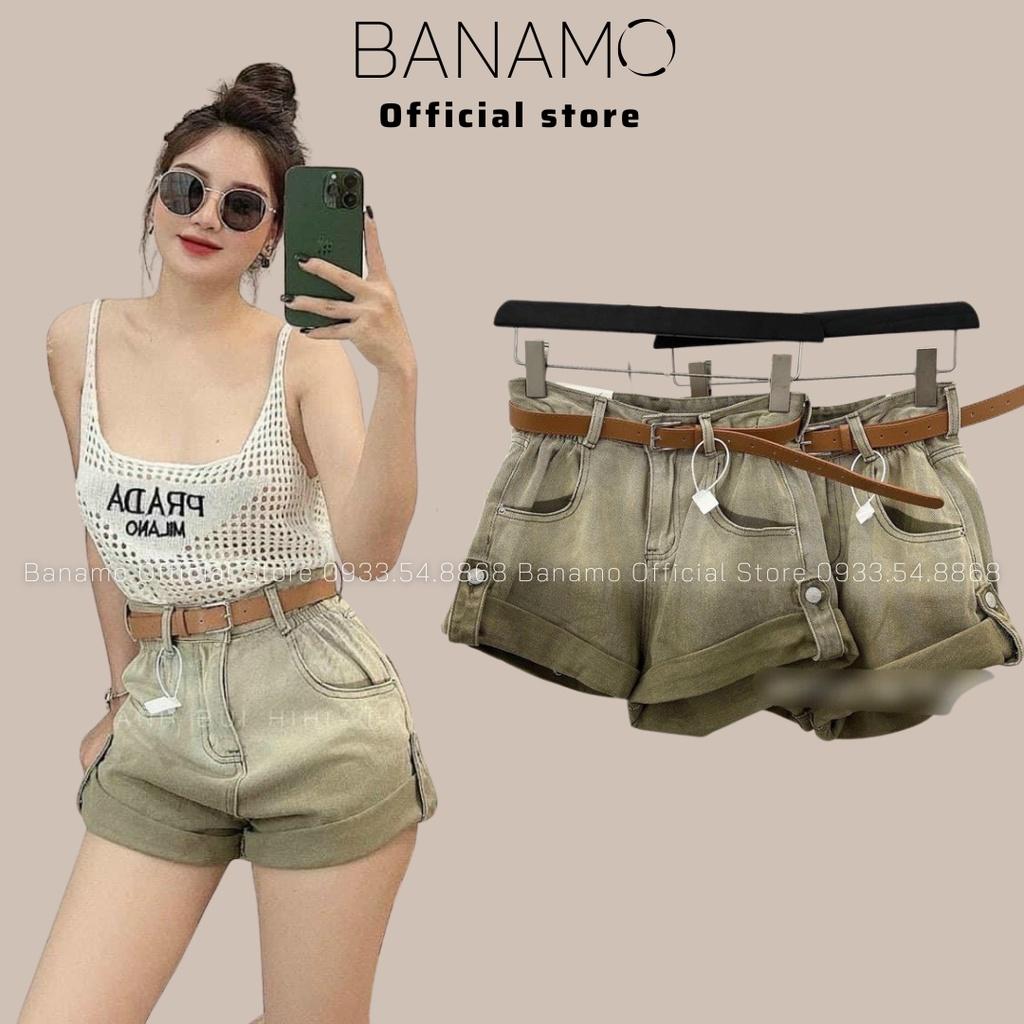 Quần short jeans nữ loang màu gấu gập hottrend thời trang Banamo Fashion jeans nữ loang màu 663