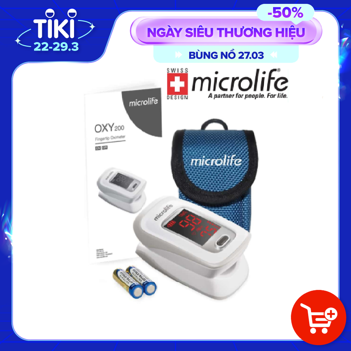 Máy đo nồng độ OXY trong máu và nhịp tim Microlife SPO2 OXY200 - Chính Hãng Thụy Sĩ