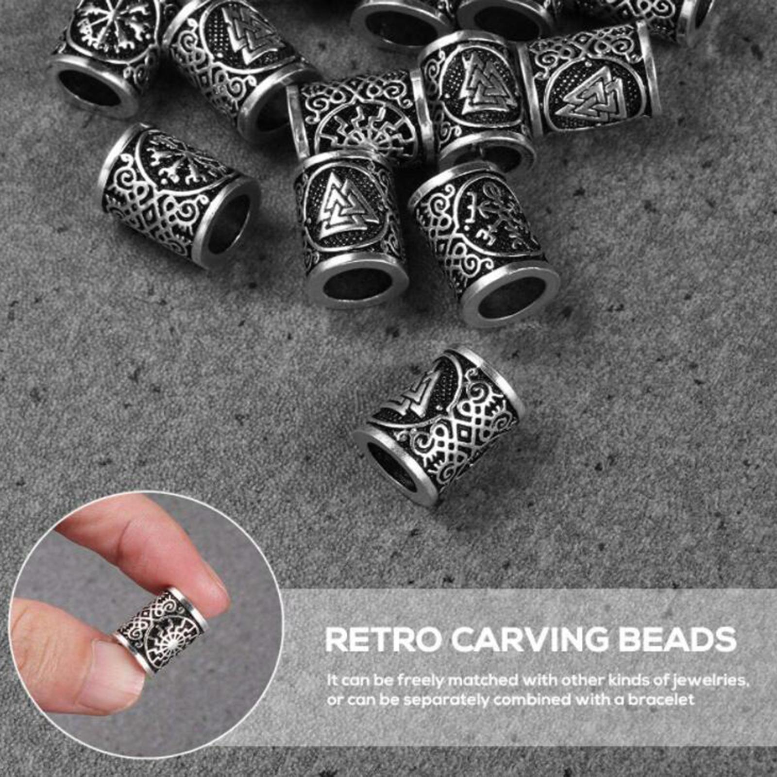 Rune  Beard Beads Rings for  Beards Lanyard Pendant Jewelry Making