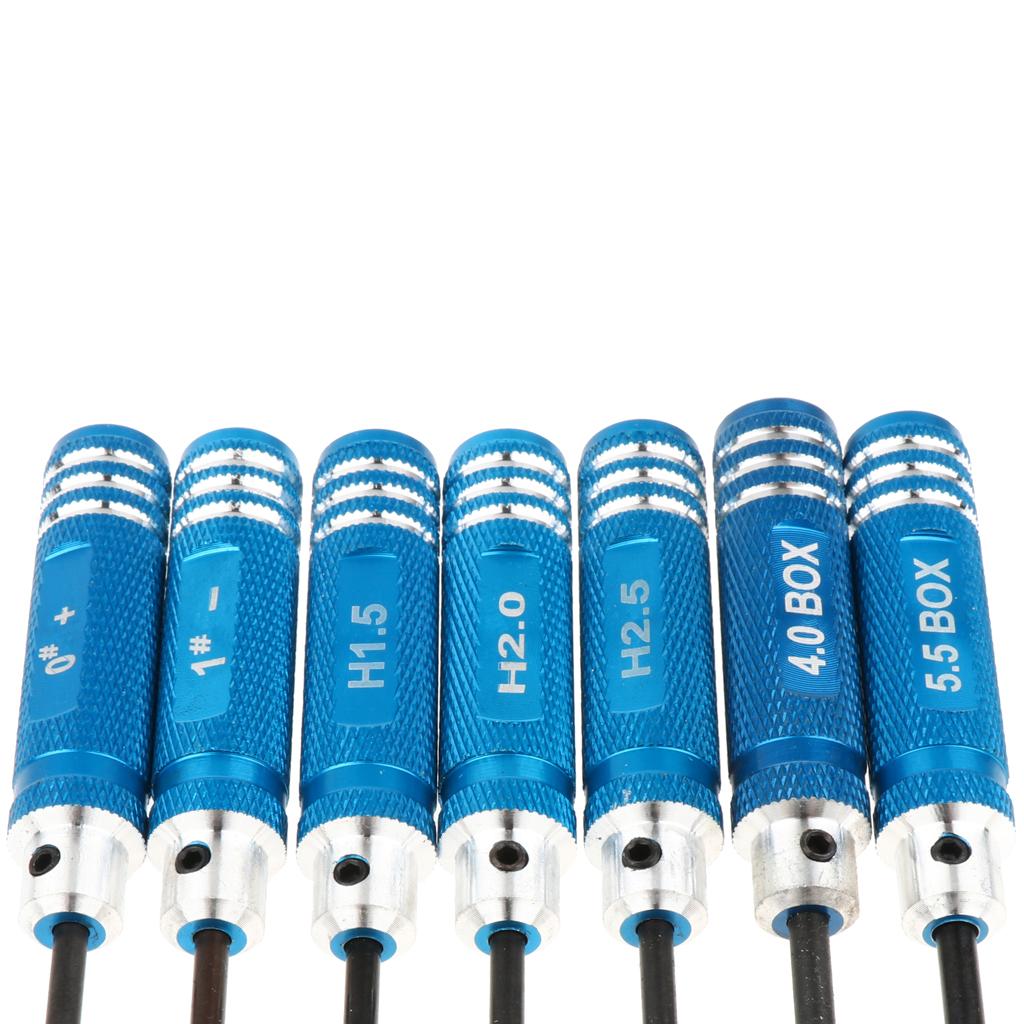 7 Món Thép Không Gỉ Bộ Tua Vít, RC Bộ Dụng Cụ Cho RC Xe Ô Tô Mô Hình Máy Bay Trực Thăng Xanh Dương