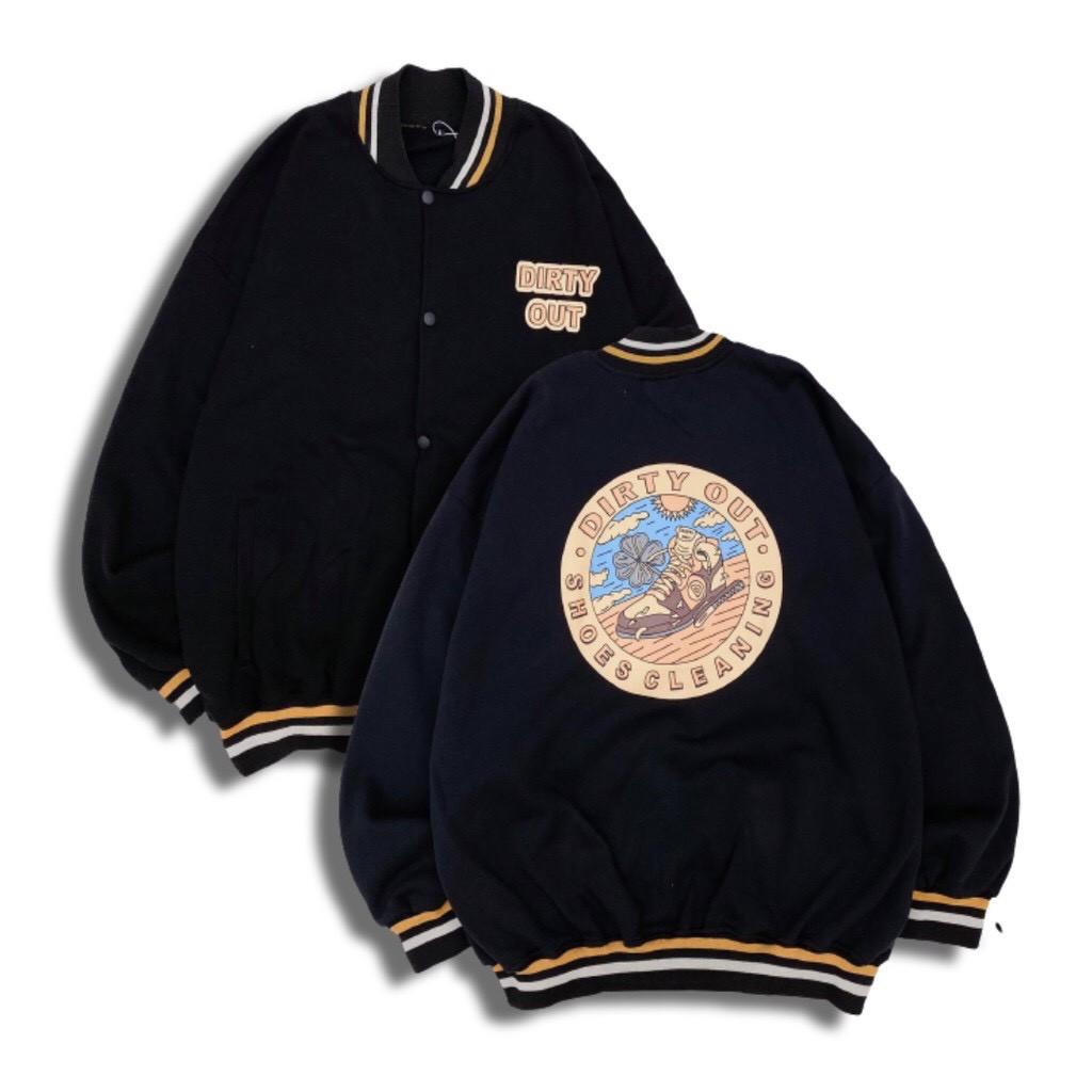 Áo khoác Bomber Jacket Dirty O.U.T - Chất nỉ ngoại xịn xò - Phong Cách Hàn Quốc