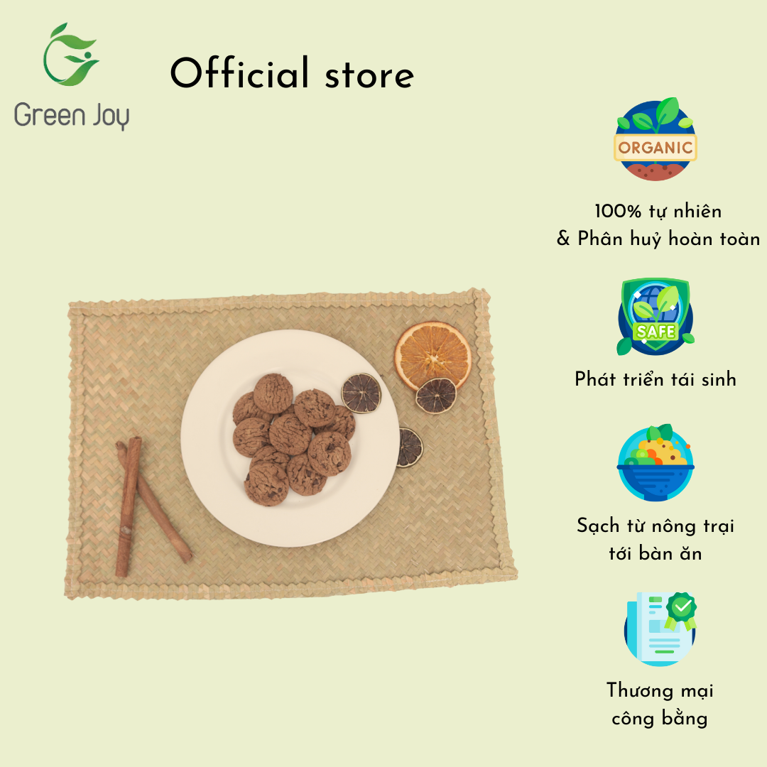 Set thảm bàn chữ nhật cỏ bàng Green Joy