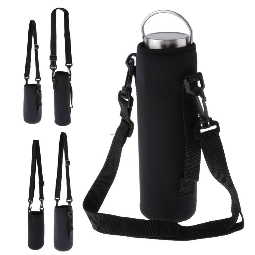 Insulated Sport Water Bottle Cover Sleeve Holder Cooler Carrier Black 750ml