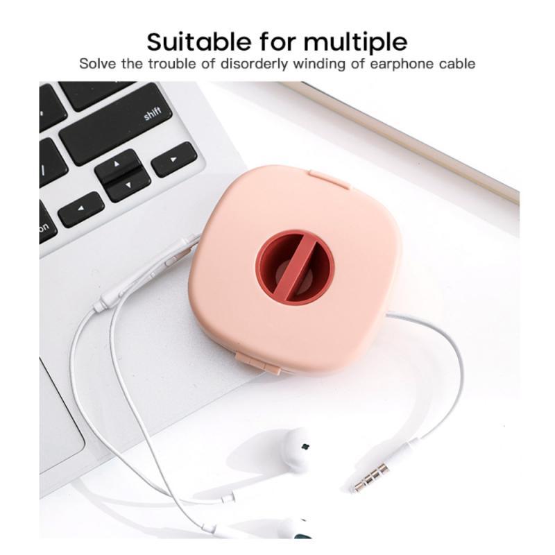 1PCS Portable Data Cable Round Wire Winder Box Organizer Rotatable Data Cable Storage Box USB Charger Holder Wire Management Box