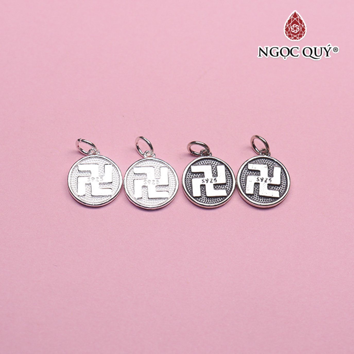 Charm bạc chữ vạn treo - Ngọc Quý Gemstones