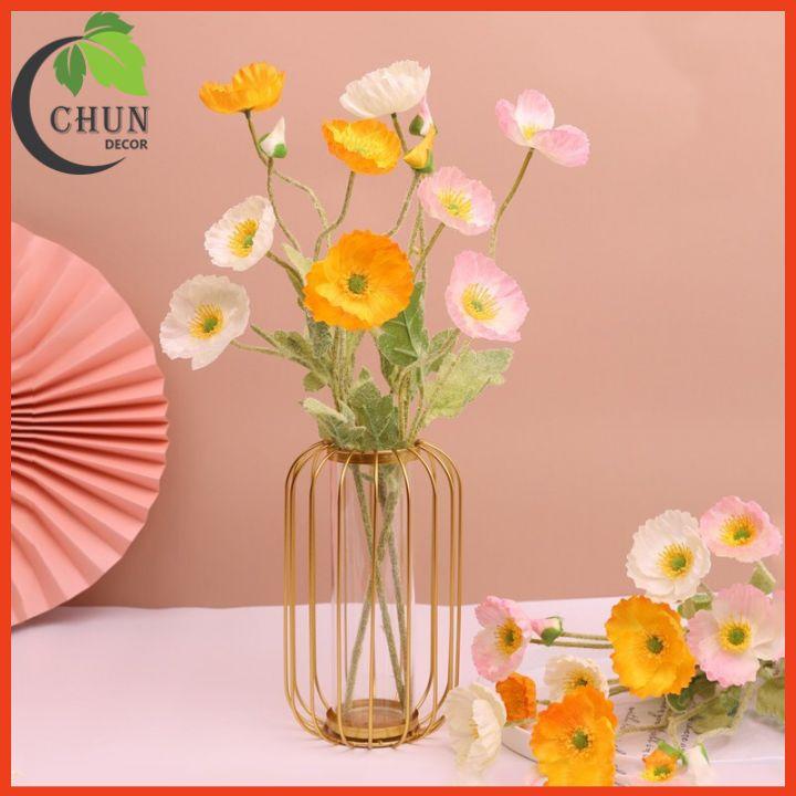 Hoa Giả Bình Hoa Để Bàn Khung Sắt Lõi Thuỷ Tinh Nhiều Mẫu Hoa Trang Trí Bàn Kệ Tủ