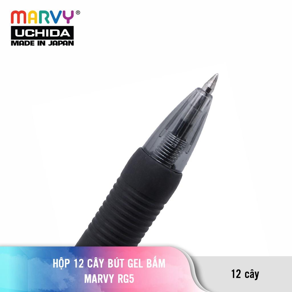 Hộp 12 cây Bút gel bấm MARVY RG5 ngòi 0.5mm