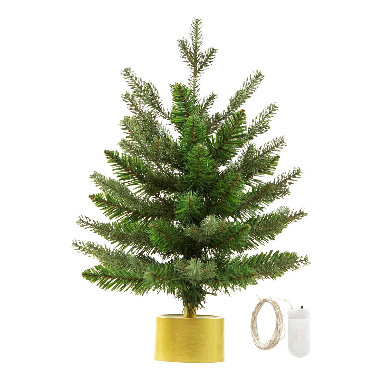 Mini Christmas Tree with Lights Centerpiece Flocked Christmas Tree for Desk Table Top