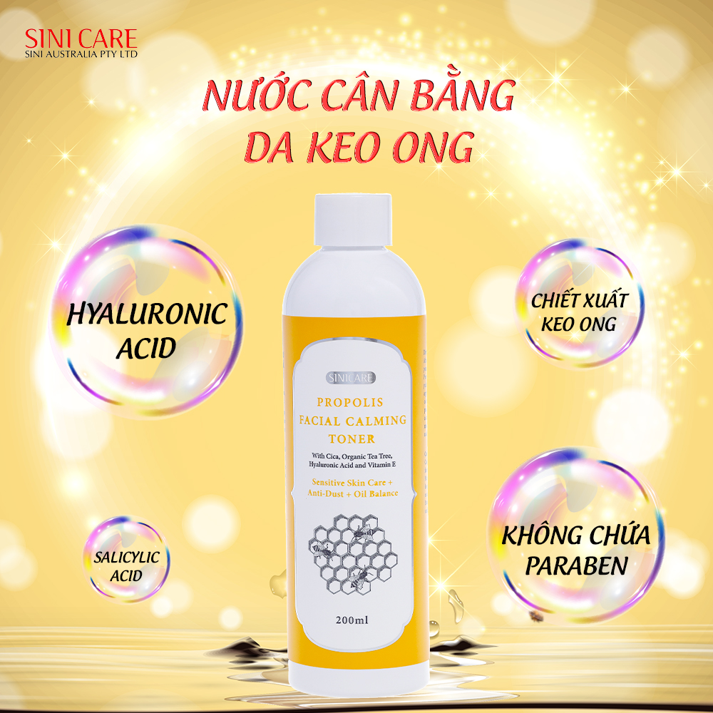 Nước cân bằng làm dịu da keo ong SINICARE PROPOLIS FACIAL CALMING TONER 200ml