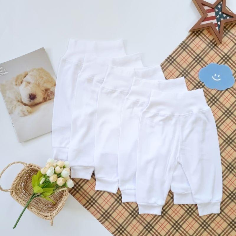 (3-10kg)  Quần sơ sinh lưng cao chất cotton mềm mịn giúp giữ ấm bụng cho bé ngủ ngon - Bunnybaby - Trắng Họa Tiết