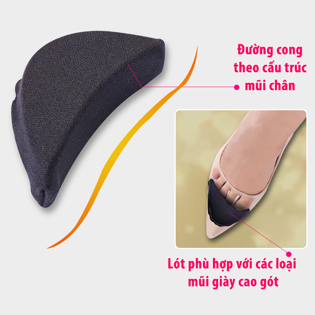 2 cặp lót mũi giày bằng mút bọc vải đệm êm ngón chân, giảm rộng cho giày - buybox - BBPK38_2