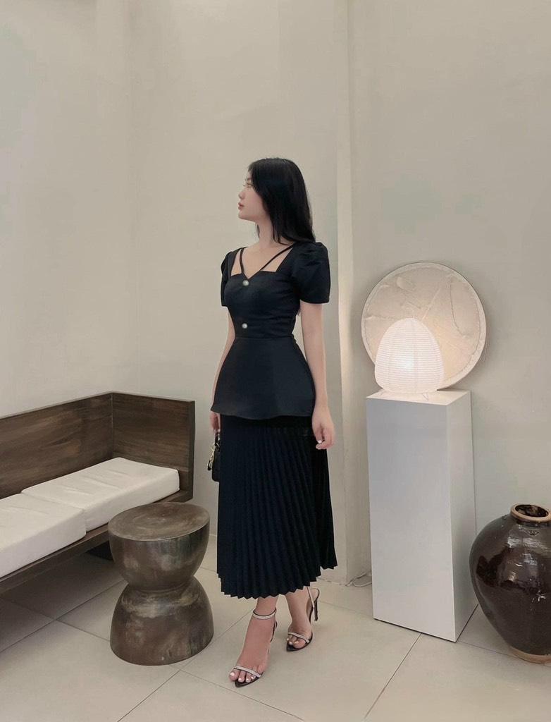 ÁO PEPLUM TAPTA PHỐI NÚT  14169