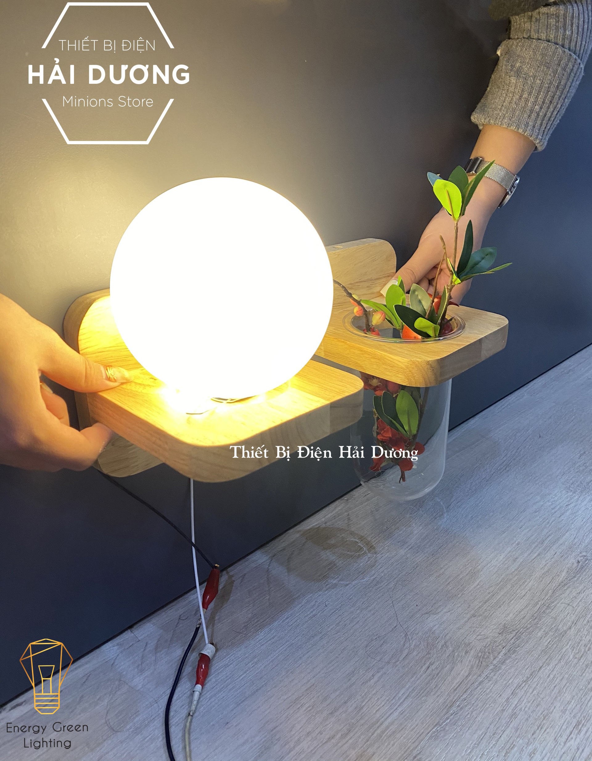 Đèn Tường Kệ Gỗ Chao Thủy Tinh Hiện Đại DT-3019 - Trang Trí Căn Phòng - Đã Bao Gồm Bóng LED 3W - Có Video