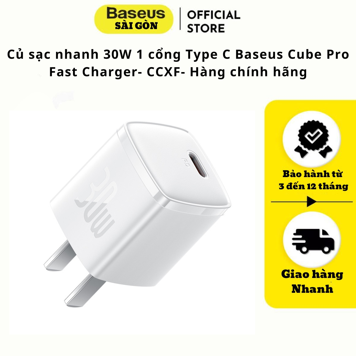 Củ sạc nhanh Baseus Cube Pro 30W 1 cổng Type C Fast Charge CCXF- Hàng chính hãng