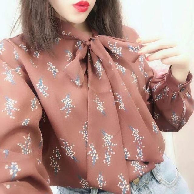 Sơ mi nơ hoa nhí vintage