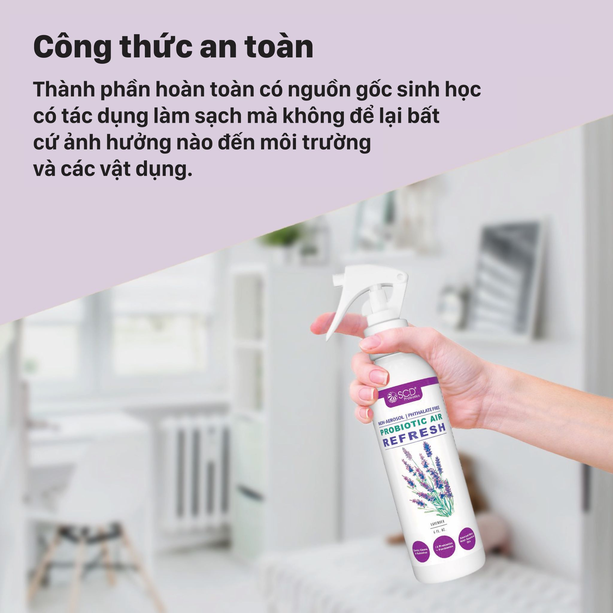 Chai xịt khử mùi Sinh học - Hương Lavender - 177ml - Probiotics Air Refresh - Lavender - 6 FL. OZ.