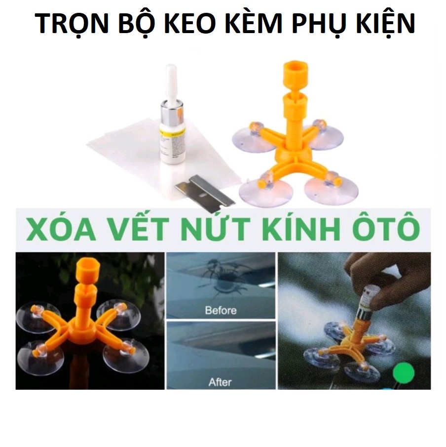 Keo dán gắn kính ô tô phục hồi vết rạn nứt như mới kèm đủ phụ kiện chuyên dụng loại tốt, phụ kiện xe hơi