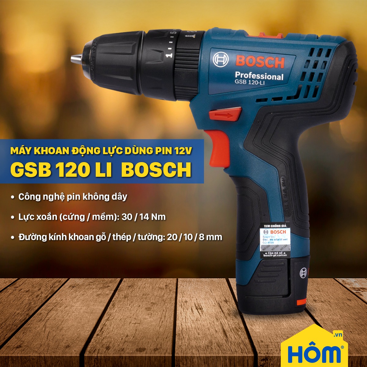 Máy khoan động lực dùng pin 12V, GSB 120 LI BOSCH