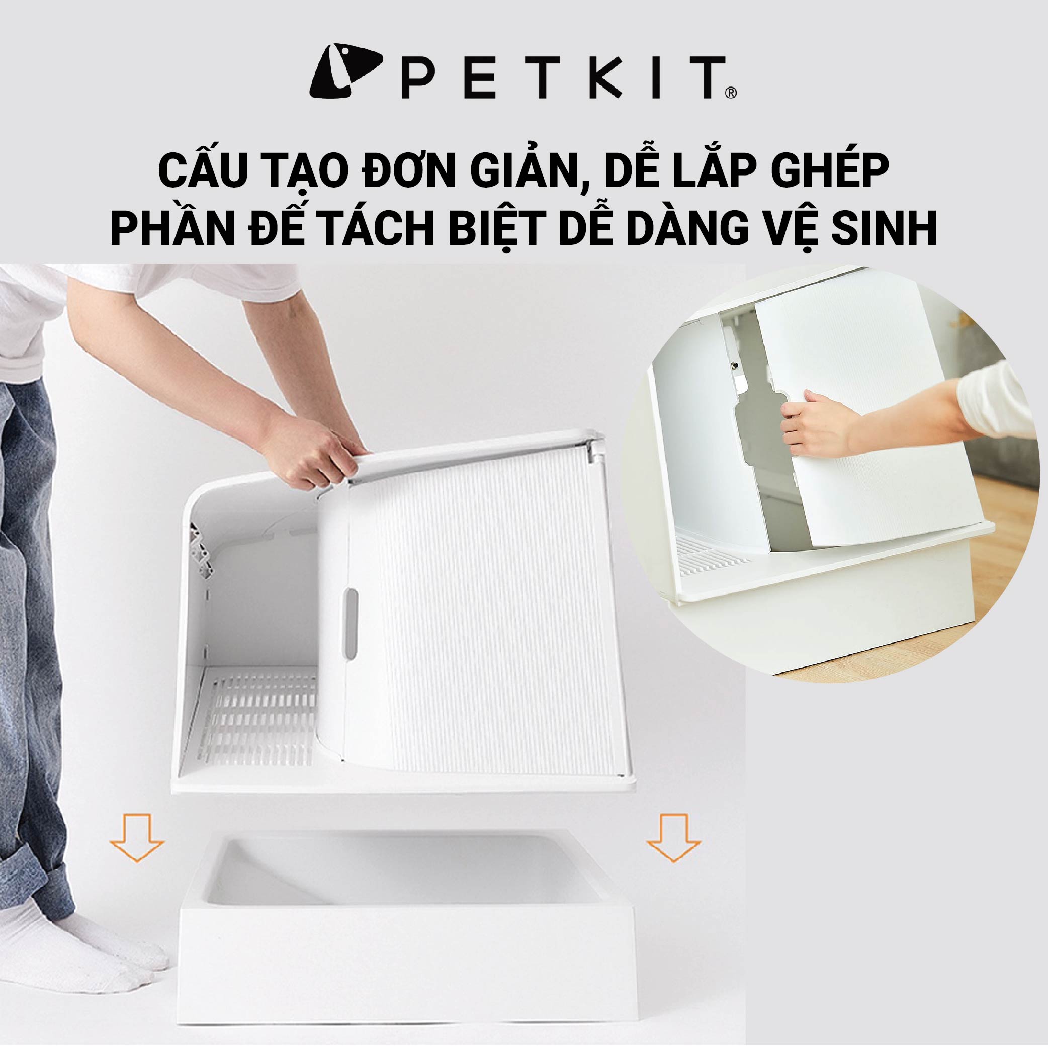 Nhà Vệ Sinh Cao Cấp Cho Mèo White Villa Petkit Kín Đáo, Chống Văng Cát, Khử Mùi Hiệu Quả