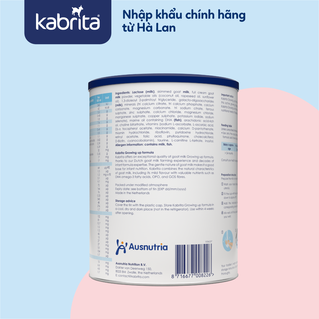 Sữa dê Kabrita số 3 cho trẻ trên 24 tháng - Lon 800g