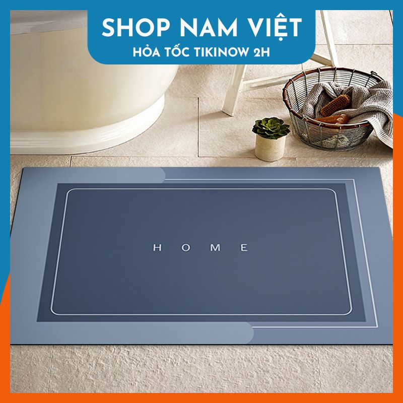 Thảm Nhà Tắm, Nhà Bếp Siêu Thấm Nước, Chống Trơn Trượt Tối Giản, Hiện Đại Navivu - Hcn Xanh Dương - 40Cm X 60 Cm