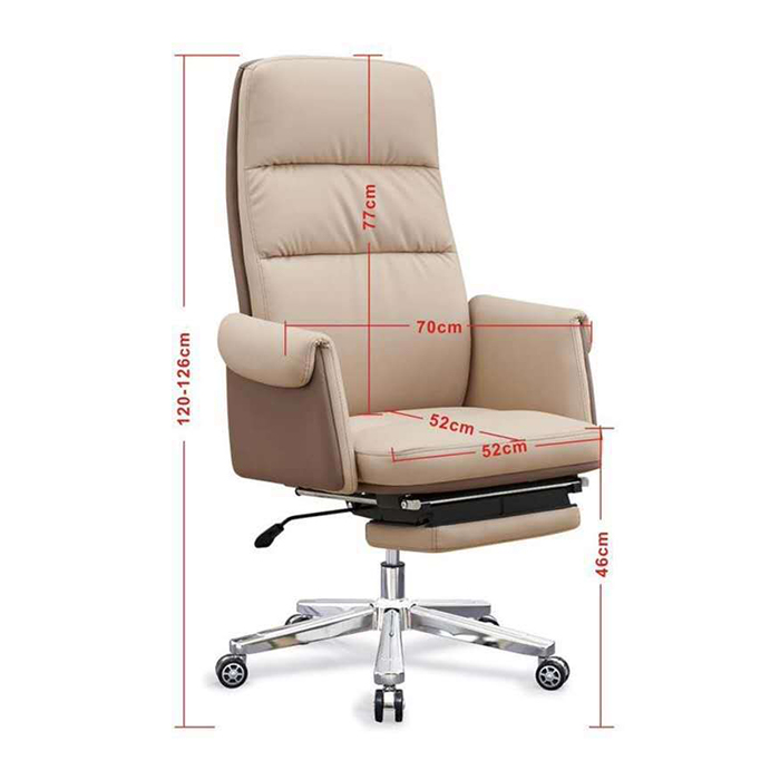 Ghế giám đốc hiện đại ngả lưng có để chân Bọc Da đệm êm ái bền đẹp - Ghế Văn phòng làm việc 360độ đa năng Chân kim loại cao cấp GHP025