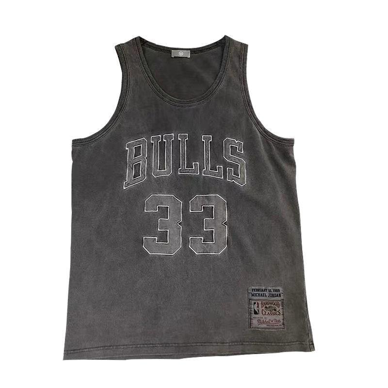 áo tanktop BULLS chữ 33 màu xám Daski , Áo bóng rổ 3 lỗ nam