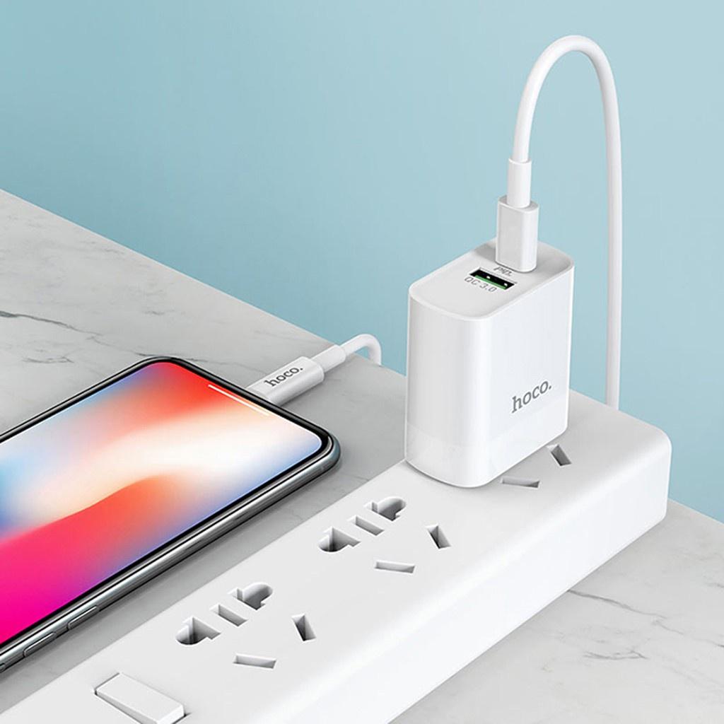 Bộ sạc PD 20W hoco. C80A – Hàng Chính Hãng 2 cổng sạc nhanh 3A, Quick Charger 3.0 cho iPhone/iPad