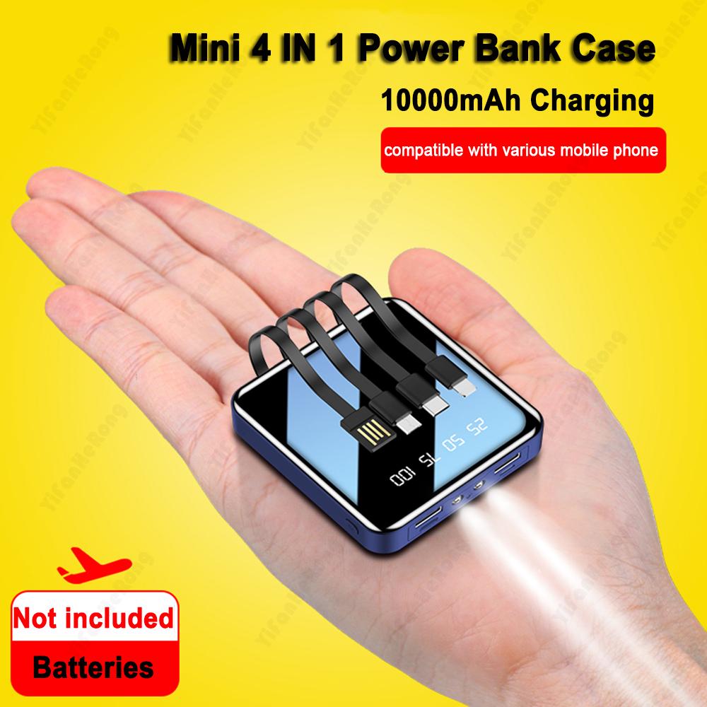 18650 Power Bank Sạc nhanh Powerbank Bộ sạc pin di động PowerBank cho iPhone Hộp lưu trữ pin mini Xiaomi 4IN1 Màu sắc: Đỏ