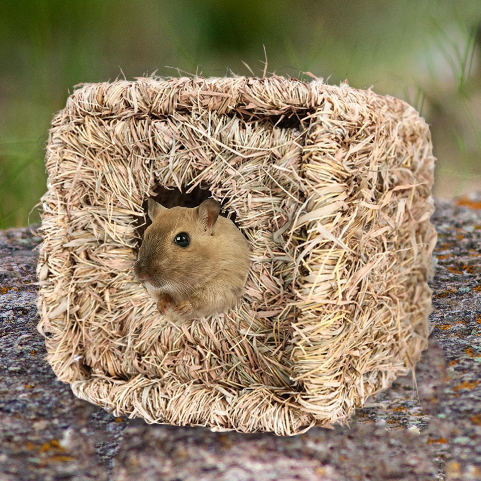 Hand Woven Small Animals Cage Nest Chewing Foldable Nesting Hideaway Sleeping Mat Nest Bed for Chinchilla Small Animals Squirrel Bunny Sleep