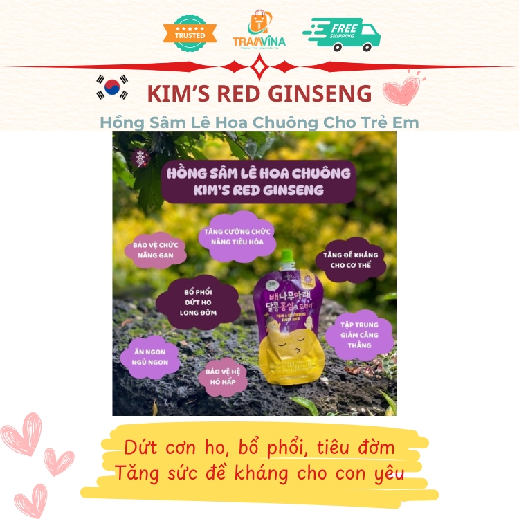 Hồng Sâm Lê Hoa Chuông Cho Trẻ Em Kim's Red Ginseng (60ml - 100ml)