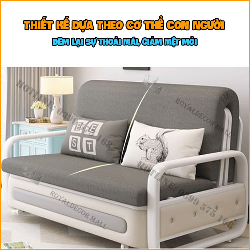 Giường Sofa Đa Năng Thông Minh ROYALDECORHN - Giường Sofa Kéo Thành Ghế Tiện Lợi Khung Sắt, Đệm Bọt Biển - Nội Thất Phòng Ngủ