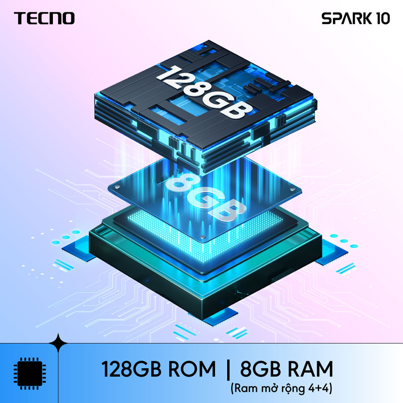 Điện thoại Tecno SPARK 10 4GB/128GB - Camera 50MP | 5000 mAh | Sạc nhanh 18W | Cảm ứng vân tay - Hàng chính hãng