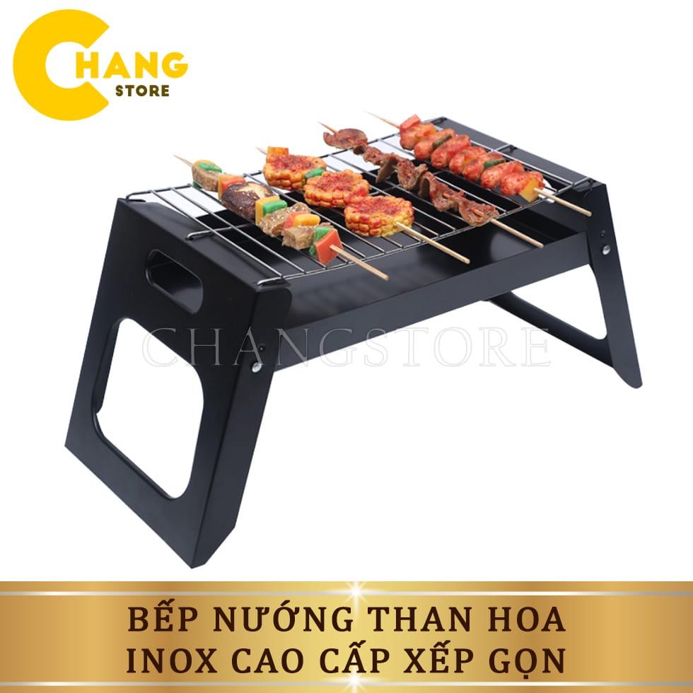 Bếp Nướng Than Hoa BBQ TL-258 Chất Liệu Inox Cao Cấp Có Chân Đế, Tay Cầm Xếp Gọn Tiện Lợi