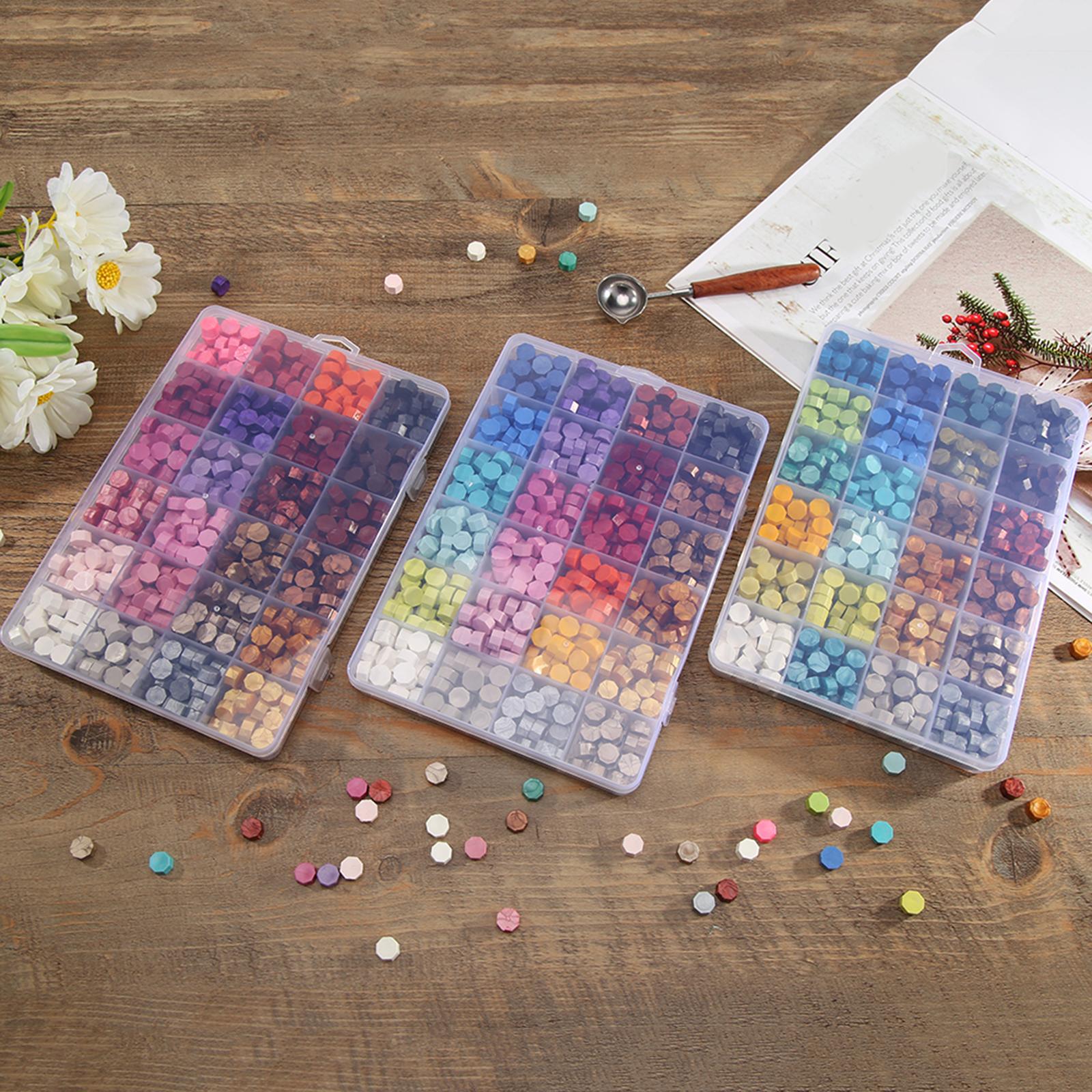 200/600pcs Octagonal Sealing Wax Beads Premium Letters Honeycomb Cards Wax Seal Pills Postage Postcards Gift Decoration Making Seal Nuggets Tablet Box