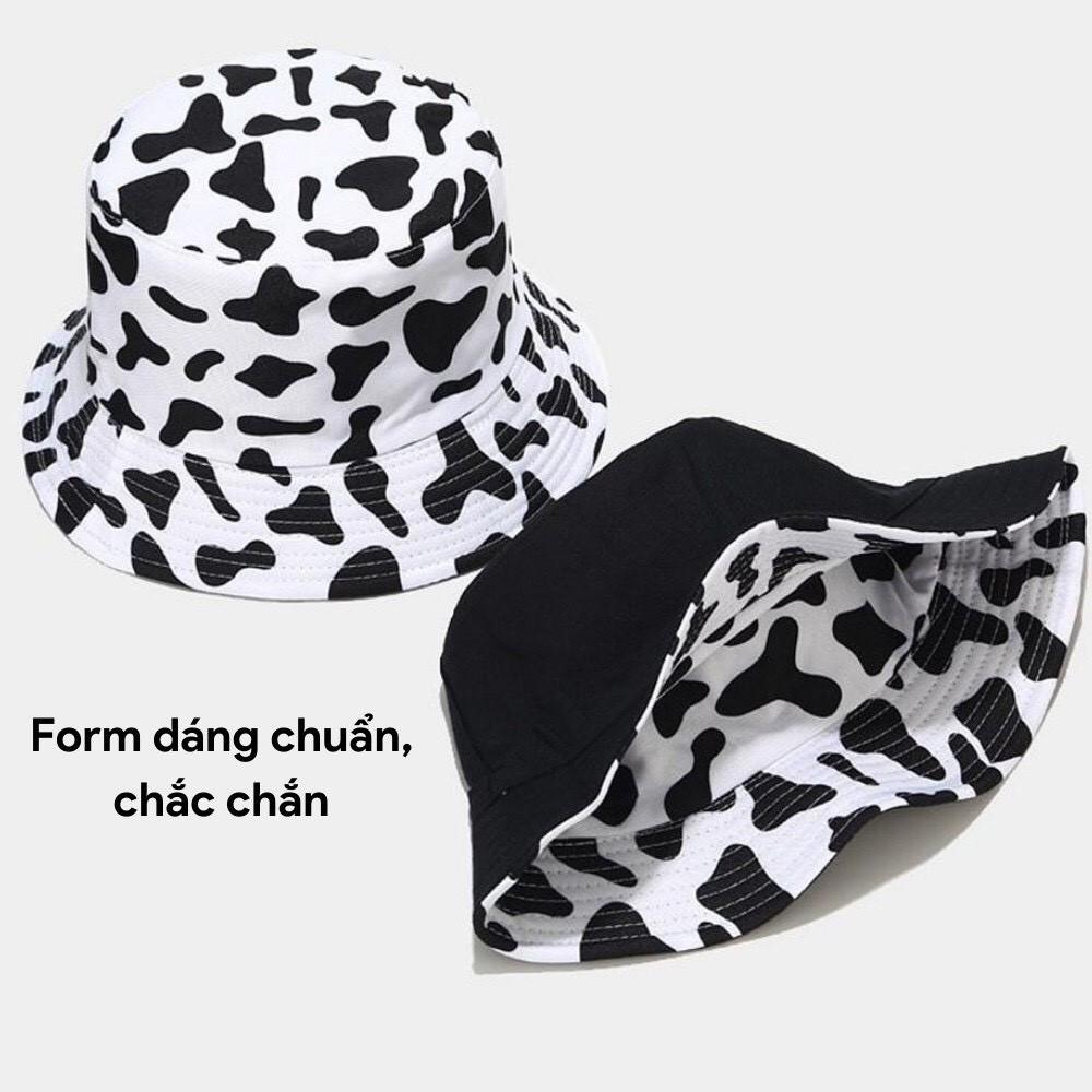 Mũ bucket bò sữa ️ Nón vành tròn hoạ tiết trắng đen phong cách Ulzzang form unisex nam nữ.