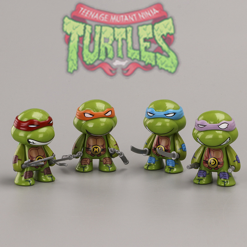 Set 4 đồ chơi Ninja Rùa TMNT Ninja Turtles Q - cao 7 cm (Mẫu 03) trang trí xe ô tô